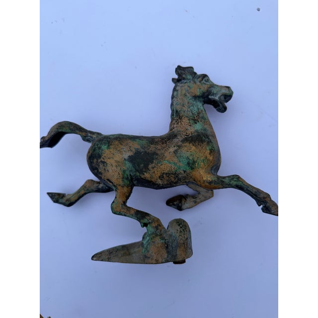 Vintage Han Dynasty Style "Flying Horse of Gansu" Heavy Cast Metal Statue For Sale In Houston - Image 6 of 12
