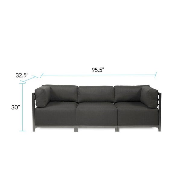 Textile Axis 3pc Sectional Sterling Charcoal Titanium Frame For Sale - Image 7 of 7
