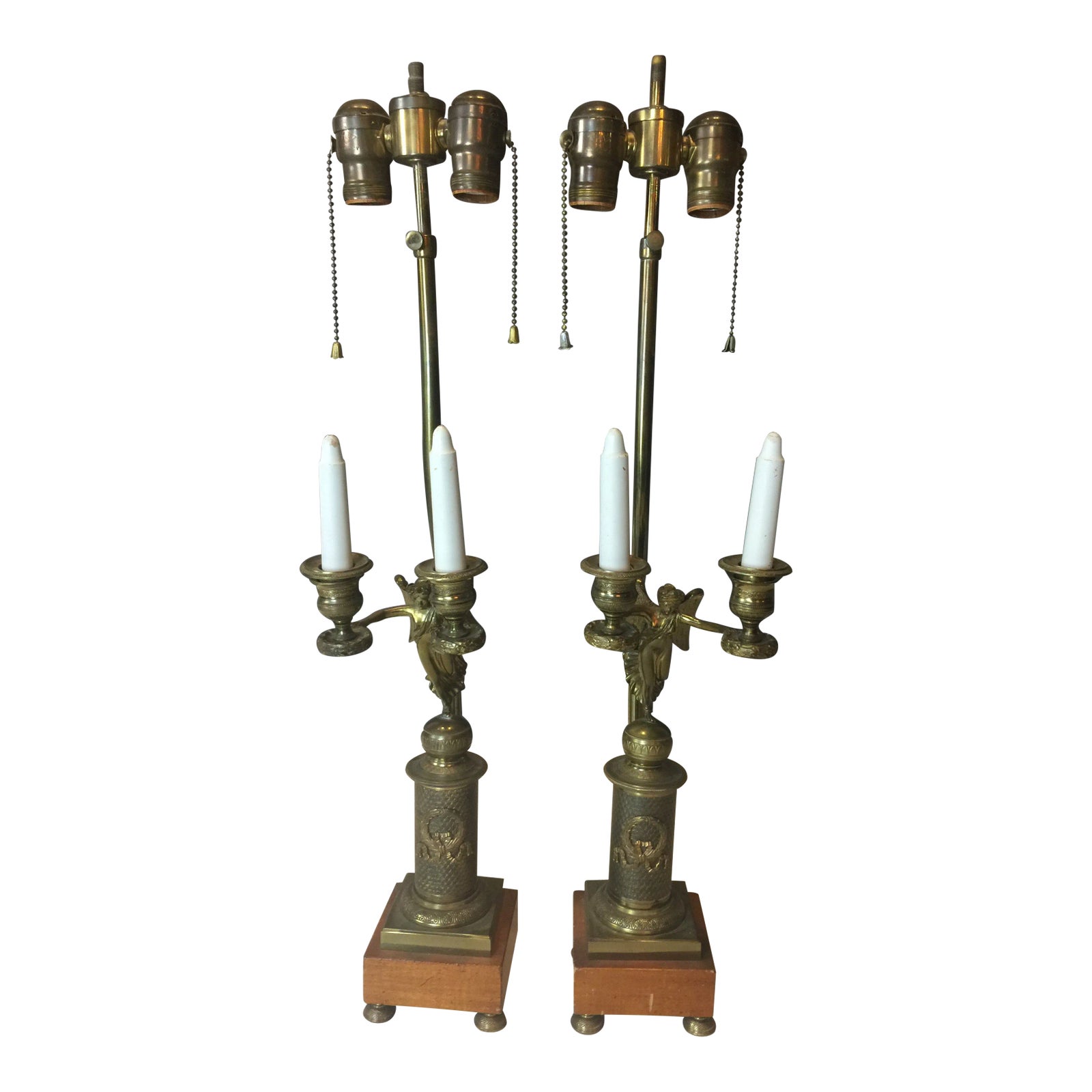 Empire Style Gilded Bronze Candelabra Table Lamp a Pair Chairish