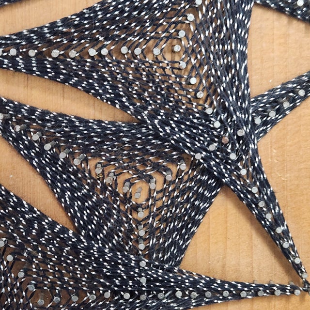 Mid-Century Sunburst Mandala String Art Wall Art on Wood Panel For Sale - Image 10 of 10