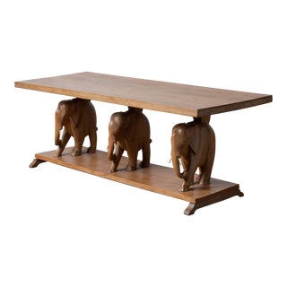 Ashanti Carved Elephant Coffee Table, 1960s For Sale