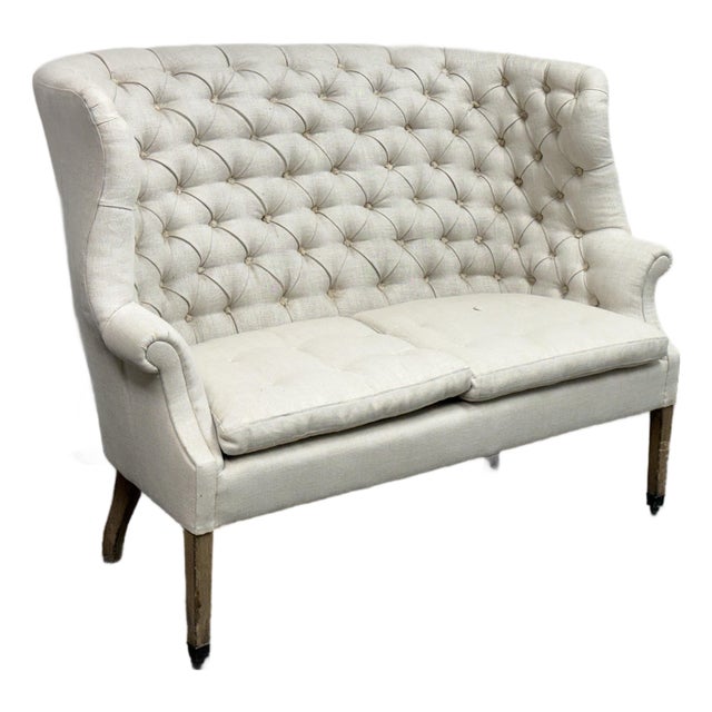 Restoration Hardware 19th Century Style English Wing Settee For Sale