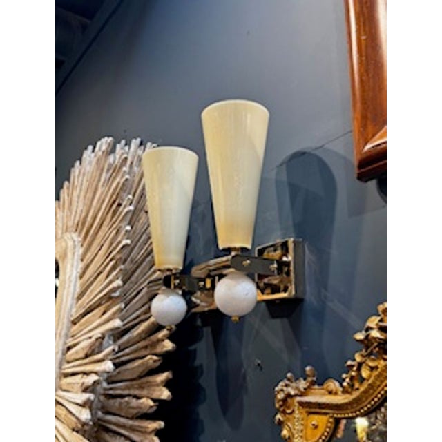 Pair of Modern Murano Cone Shape Sconces For Sale - Image 4 of 6