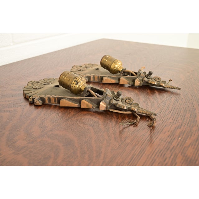 Art Deco 1930s Mid-West Art Deco Bronze Soleure Wall Sconces, 1930s For Sale - Image 3 of 11