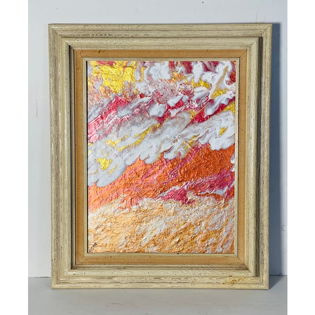 Abstract 1970s Three Shades of Gold Abstract Modern Acrylic on Canvas Painting Signed For Sale - Image 3 of 7