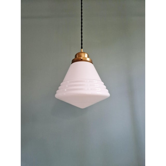 Art Deco Pendant Light in Conical White Opaline Glass from Philips, 1930 For Sale - Image 10 of 13