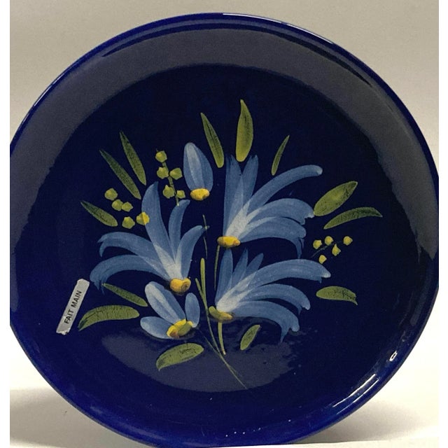 Vintage Cobalt Blue Ceramic Decorative Plate France 1960s For Sale - Image 12 of 12