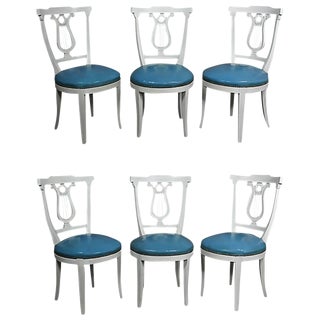 Set of Six Neoclassic Style Painted Dining Chairs For Sale