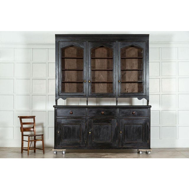 Large 19th Century Ebonised English Glazed Pine Dresser, 1870s For Sale - Image 4 of 18
