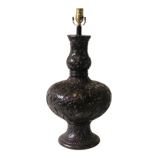 Classic Western Embossed Oak Leaf Pattern Lamp For Sale