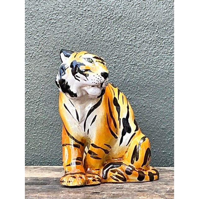 Vintage Italian Glazed Ceramic Tiger For Sale - Image 12 of 12