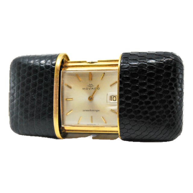 Vintage Manual Winding Slide Travel Clock from Movado, 1960s For Sale