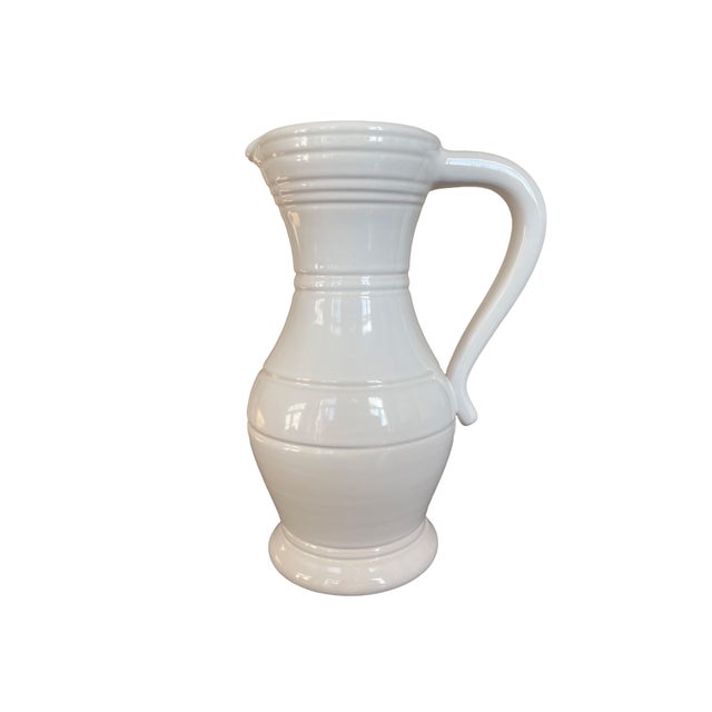 Mid-Century Modern 1950s Mid-Century Modern Pol Chambost White Glazed "Bourgogne" Ceramic Pitcher For Sale - Image 3 of 6