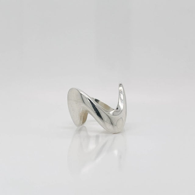 Metal Vintage Modernist Georg Jensen Sterling Silver Ring Model No. A 77 C by Ole Ishøj Size 5.5 For Sale - Image 7 of 10