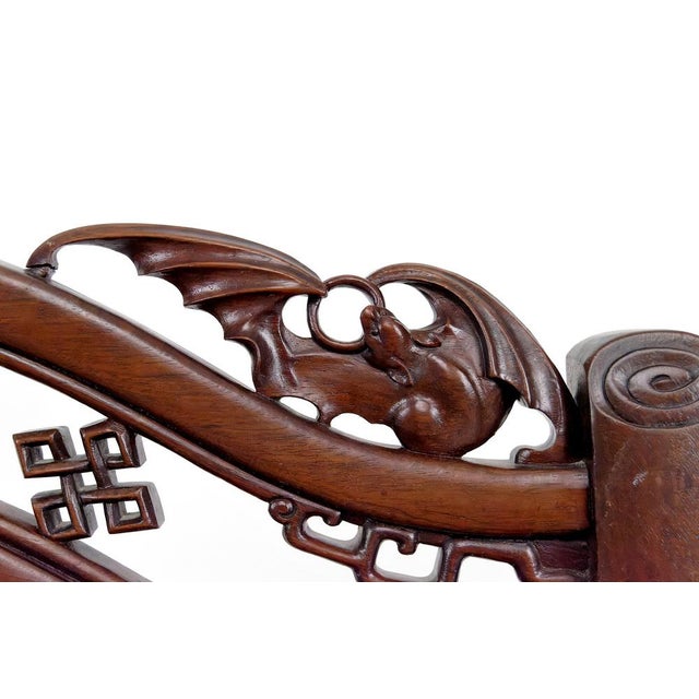 Asian Armchairs with Bats and Cranes, 1880s, Set of 4 For Sale - Image 13 of 18