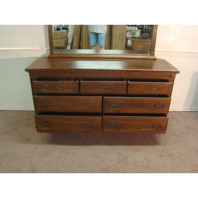 1980s Vintage Ethan Allen Solid Oak Dresser & Mirror Chairish