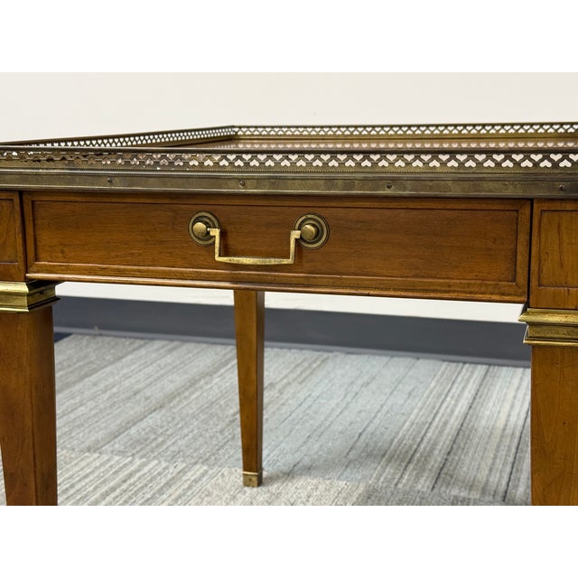 Baker Furniture French Louis XVI Style Accent Table Brass Gallery For Sale - Image 10 of 10
