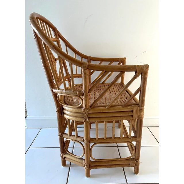 Vintage Brighton Pavilion Style Bamboo and Rattan Arm Chair For Sale - Image 4 of 6