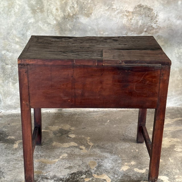 Wood Vintage Indonesian Teak Workshop Cabinet with Two Drawers, 1930s For Sale - Image 7 of 18