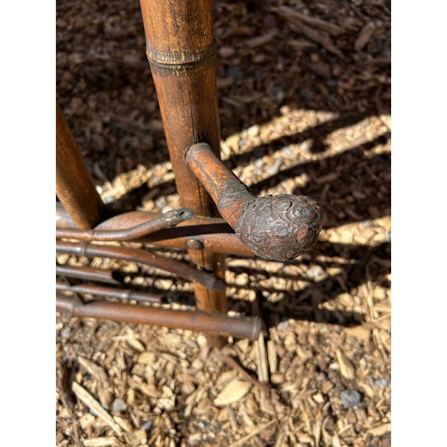 Adirondack Style Bamboo Antique Mirror and Coat Hanger For Sale - Image 9 of 12