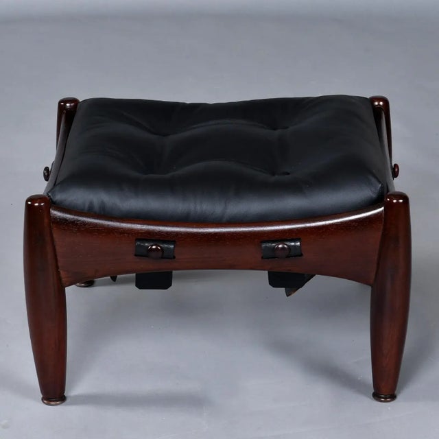 Black Brazilian Rosewood & Leather Sling Chair and Ottoman by Sergio Rodrigues for Isa For Sale - Image 8 of 18
