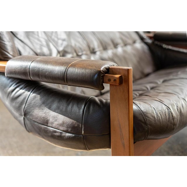 Brazilian Modern Leather Sofas and Lounge Chair by Percival Lafer, 1970s, Set of 3 For Sale - Image 12 of 18