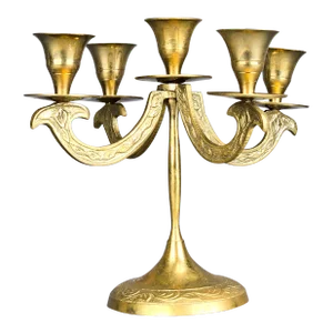 Vintage Ornate Brass Candelabra 5 Arms
