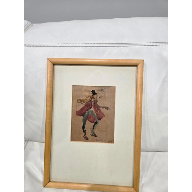 2 painting of artist Stan Johnson one depicts a clown and the other depicts a man smoking a pipe.