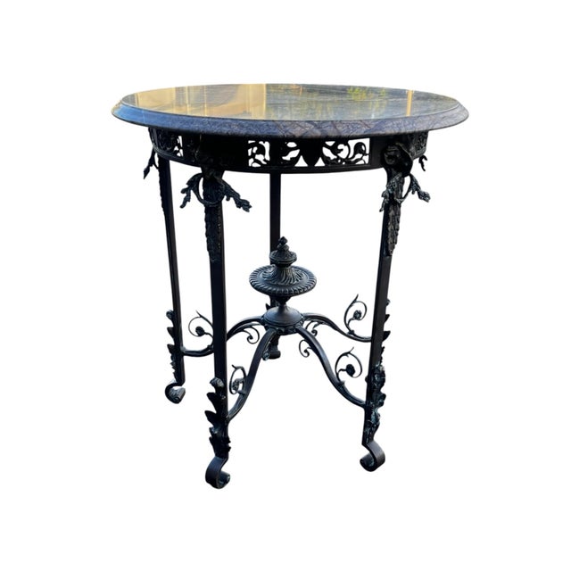 Bronze Antique French Louis XIV Style Bronze & Marble Round End Table For Sale - Image 8 of 8