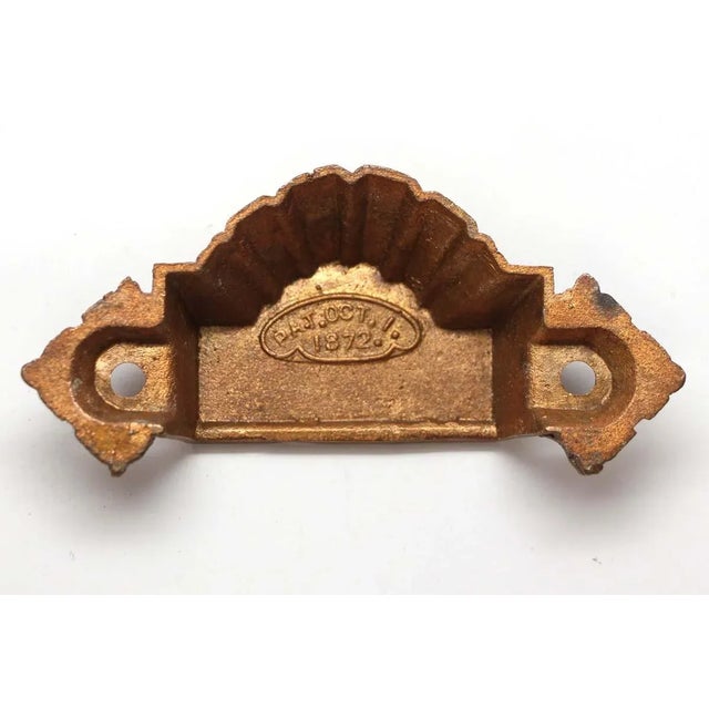 Pair of Antique 4 In. Polished Bronze Victorian Drawer Bin Pulls For Sale - Image 4 of 5