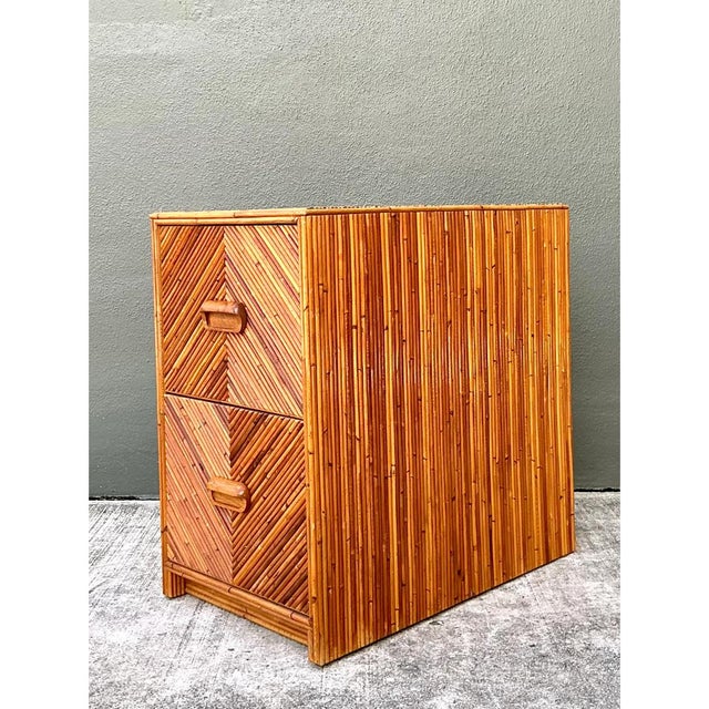 Vintage Pencil Reed Two-Drawer Filing Cabinet For Sale - Image 4 of 12