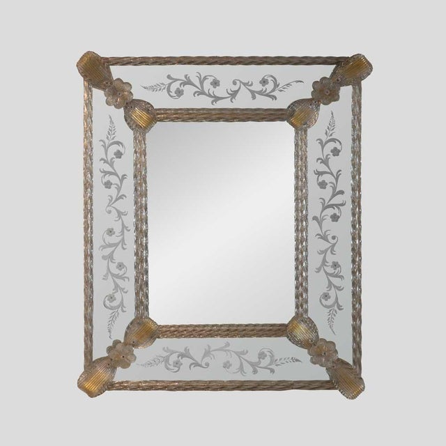 Gold Vintage Venetian Clear and Gilt Glass Mirror, 1960s For Sale - Image 8 of 8