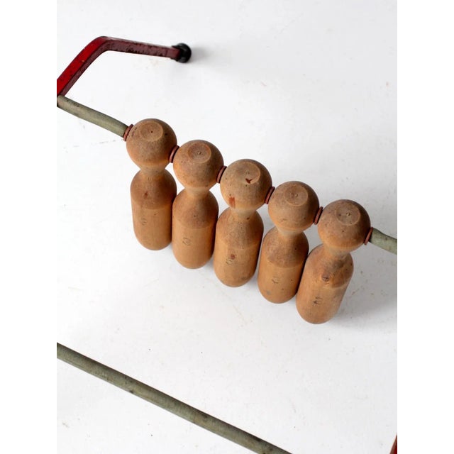 Red Vintage Wooden Bowling Game For Sale - Image 8 of 13