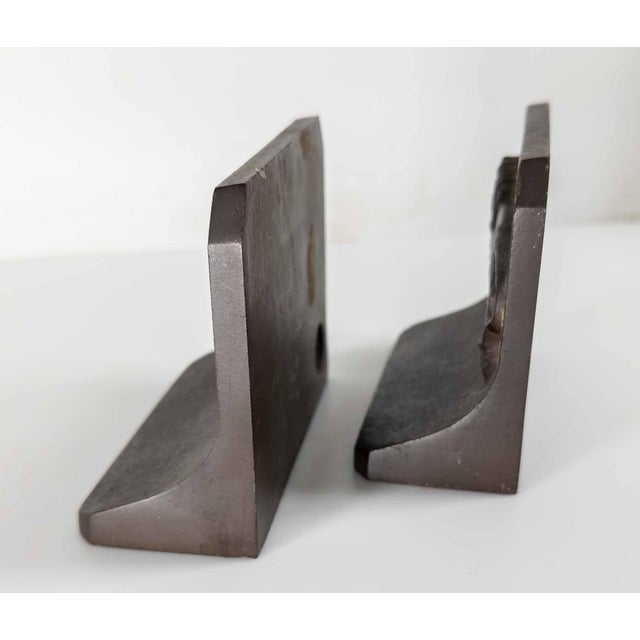 20th Century Pair of Heavy Cast Iron Lion Bookends by Bradley & Hubbard For Sale - Image 9 of 12