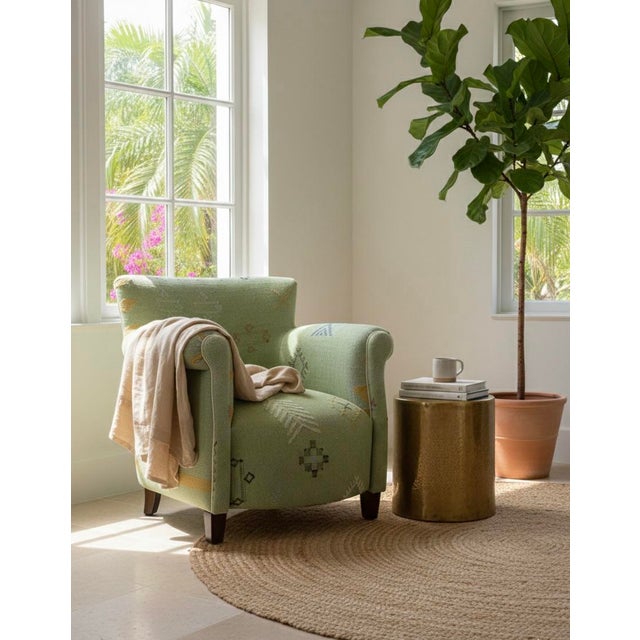 Hand-Tailored Moroccan Sabra Silk Club Chair For Sale In West Palm - Image 6 of 9