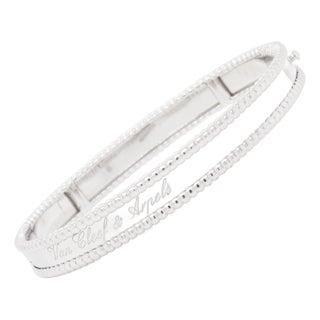 Van Cleef & Arpels Vca 18k White Gold Perlée Signature Bracelet, Medium Model For Sale