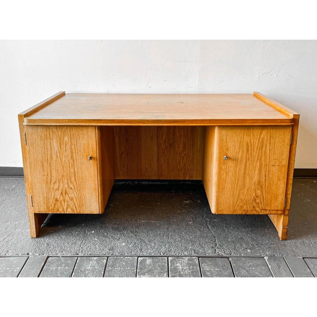 Product. Desk style. Mid-century · 1960s manufacturer. Deutsche werkstätten hellerau · bruno paul material. Oak veneer...