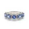 Blue sapphire cushion cut half eternity band ring Natural ceylon blue sapphire diamond ring gold Blue sapphire five stone...