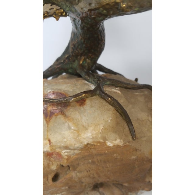 Curtis Jere Style Bronze Tree on Quartz For Sale - Image 4 of 5