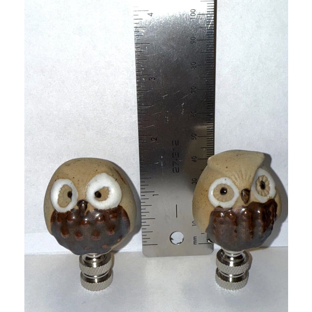 Contemporary Pair of Vintage Ceramic Owl Finials For Sale - Image 4 of 4