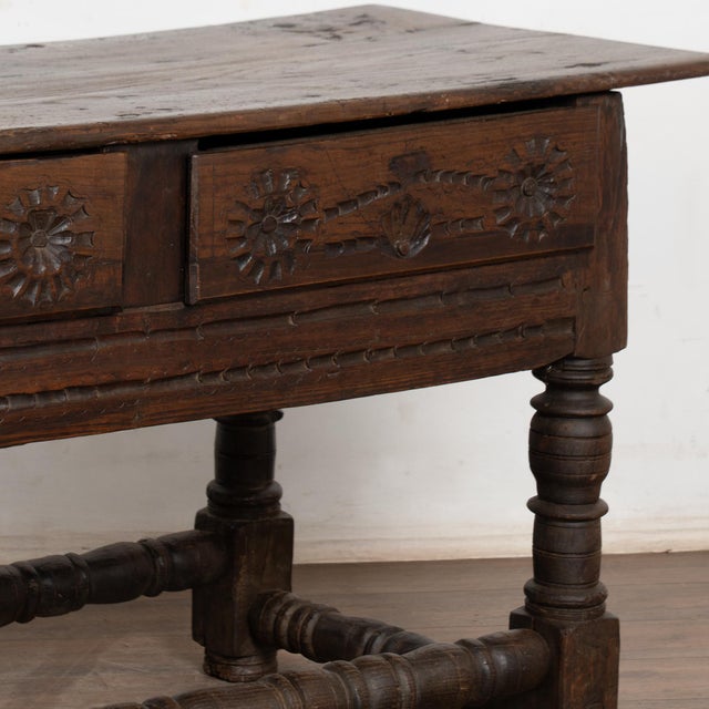 Wood 17th Century Console Table With Two Carved Drawers, Portugal For Sale - Image 7 of 18
