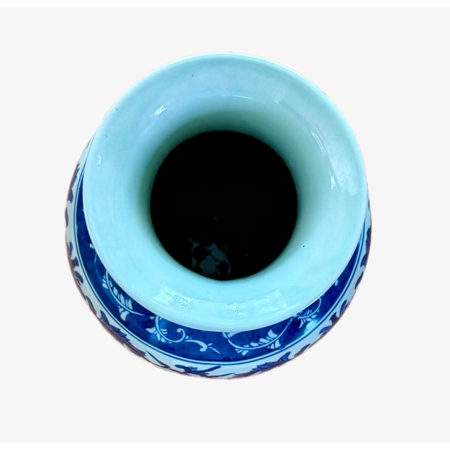 Blue and White Chinoiserie Floor Vase For Sale - Image 4 of 8