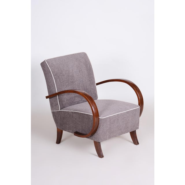 Czech Art Deco Beech Armchair attributed to J. Halabala for Up Zavody, 1930s For Sale - Image 11 of 11