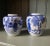 A lovely pair of delicate vintage chinoiserie vessels/vases. Blue and white Geisha motifs are very similar, but not...