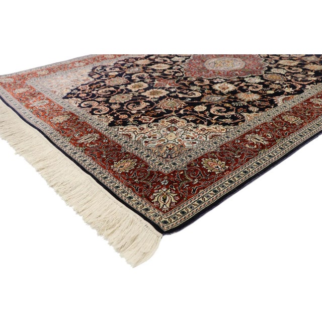 Vintage Persian Kashan Silk Rug with Old World Dutch Renaissance Style 04'01 x 06'01. With its timeless elegance and regal...