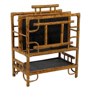 Rattan and Cane Magazine Stand For Sale