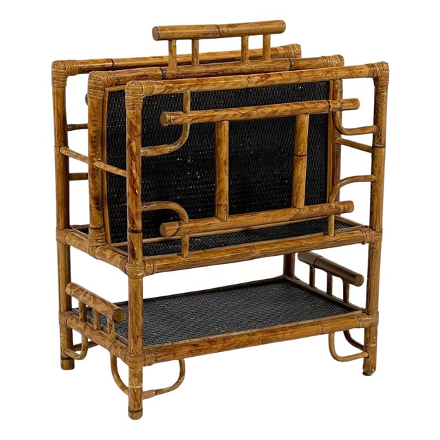 Rattan and Cane Magazine Stand For Sale
