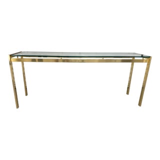 Late 20th Century Brass and Glass Console Table in the Style of Milo Baughman For Sale