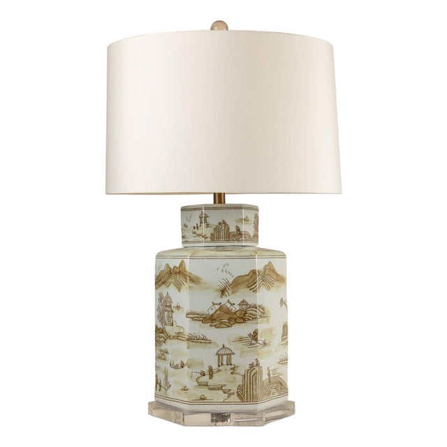 Canton Large Hex Lamp Brown For Sale