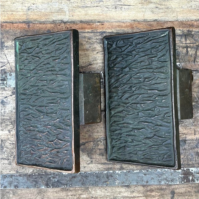 Metal Vintage MCM Bronze Door Handles - Set of 2 For Sale - Image 7 of 12